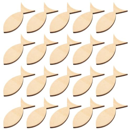 Garneck 50pcs Wooden Animals Wood Crafts Wood Trim Wooden Decor Wood Decor Wooden Crafts Unfinished Wooden Ornaments Unfinished Fish Cutouts Wooden Garneck