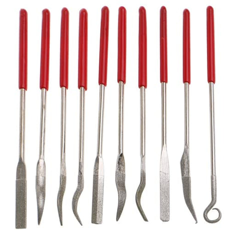 Diamond Coated Curved Needle Riffler File Set 10 Pieces Watch Jewelry Harmonica Glass Work Tools Assorted Mini Metal Jewelers Wood Carving Craft DRILAX
