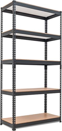 HOMEDANT 5 Tier Storage Shelves Adjustable Laminated Garage Metal Shelving Unit Heavy Duty Utility Rack Shelf Warehouse Pantry Closet Kitchen 35.9" W