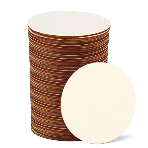 WLIANG 50 Pcs 3 Inch Wood Circles for Crafts, Unfinished Blank Wooden Circles Round Disc Cutouts for DIY, Painting, Staining, Christmas, Coasters WLIANG