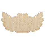 Paw Print Angel Wings with Heart Dog Cat Unfinished Wood Shape Piece Cutout for DIY Craft Projects - 1/4 Inch Thick - 4.70 Inch Size Sniggle Sloth