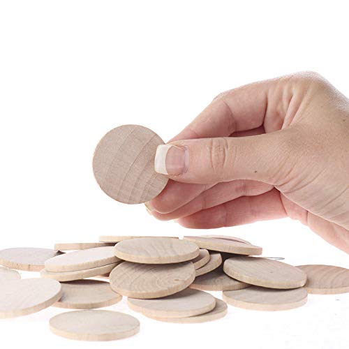 Factory Direct Craft Unfinished Wood Round Disc Cutouts - Package of 100 Blank Wooden Nickel Circles (Size -1-1/2" Diameter) Factory Direct Craft