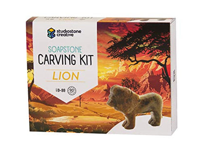 STUDIOSTONE CREATIVE DIY Arts & Crafts Carving Kit Kids Adults Lion Sculpture Soapstone - WoodArtSupply