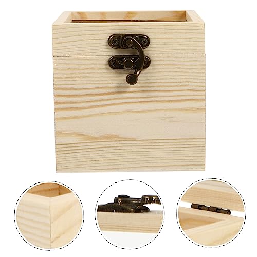 Holibanna 6 Pcs Wooden Box with Glass Lid Candy Unfinished Wooden Chest Earring Display Holder Jewelry Container Glass Jewelry Keepsake Necklace Case Holibanna
