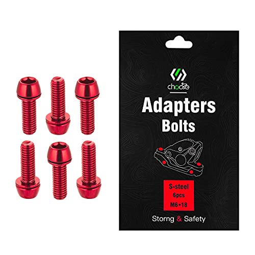 CNC MTB Caliper Bolts,Bike disc Brake Caliper Bolts M6x18mm Steel Alloy，Red CNC