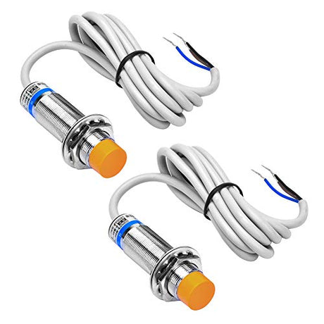 InduSKY 2pcs 8mm Inductive Proximity Sensor Detecting Distance Approach Sensor Cylinder Proximity Switch NPN NO DC 6-36V 300mA 3-Wire (Diameter 18mm) InduSKY