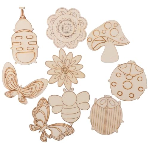 hobbyhub 30Pcs Animal and Plants Unfinished Wooden Slices,Butterfly Flower Bee Shape Blank Wood Paint Cutouts Ornaments for DIY Paint Crafts,Home - WoodArtSupply