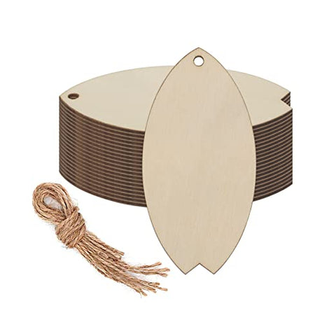 Wooden Surfboard Hanging Ornaments Surfboard Shaped Wood DIY Crafts Cutouts with Hole Hemp Ropes Gift Tag Bookmark for Wedding Birthday Christmas Creaides