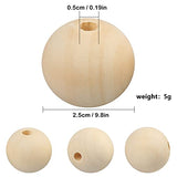 300 PCS Wood Beads, 1 Inch Diameter Wooden Beads for Crafts, Unfinished Wood Beads with Hole for Crafts, Various Jewelry Making, Car Seat Cushions, GNIEMCKIN