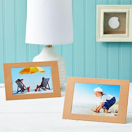50 Pack Kraft Paper Picture Frames 4x6, Cardboard Photo Easels for DIY Projects, Crafts Juvale