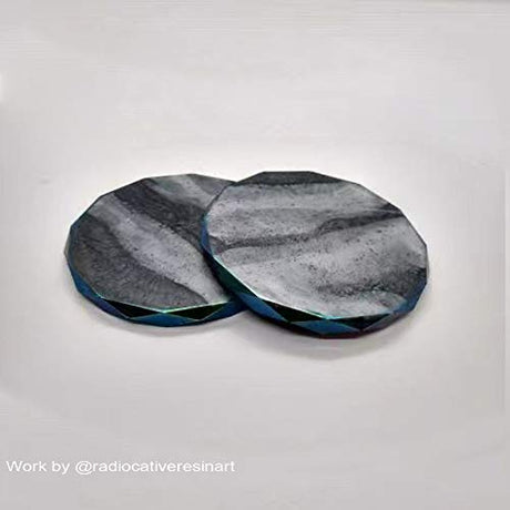 ResinWorld 4 Pack Resin Coaster Molds, Diamond Edge Crystal Coaster Molds for Resin Casting, Round Geode Coaster Silicone Molds for Epoxy Resin ResinWorld