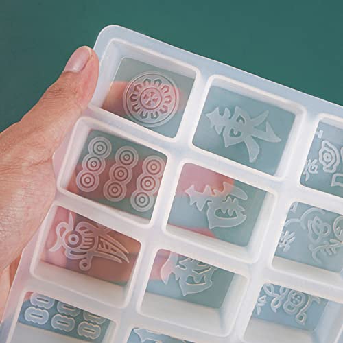W-LOVE Mahjong Dice Epoxy Resin Casting Mold Resin Silicone Molds for DIY Craft Project Mahjong Game Set, Multicolor W-LOVE