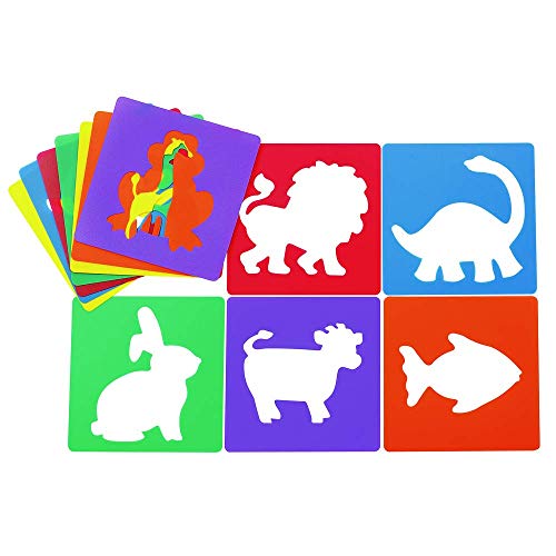 Colorations - EANST Animal Shape Stencils Set of 12 8" Plastic Stencils for Kids Arts and Crafts Material Colorations