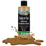 Pouring Masters 24 Karat Gold Metallic Acrylic Ready to Pour Pouring Paint – Premium 8-Ounce Pre-Mixed Water-Based - For Canvas, Wood, Paper, Crafts, U.S. Art Supply