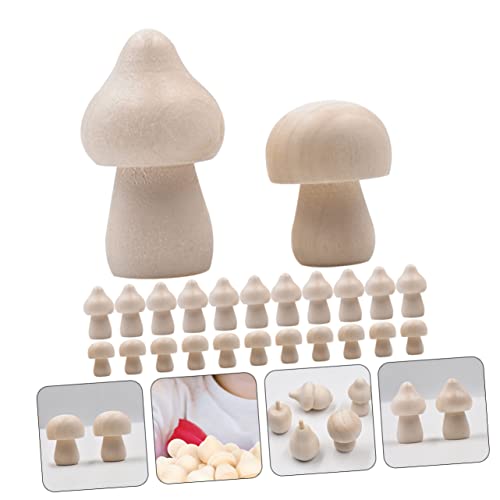 FUNOMOCYA 40pcs Wooden Fruit Ornaments Natural Unfinished Mushrooms DIY Unpainted Mushroom for Crafts Kids Unfinished Mushroom Kids Paint Mushroom FUNOMOCYA