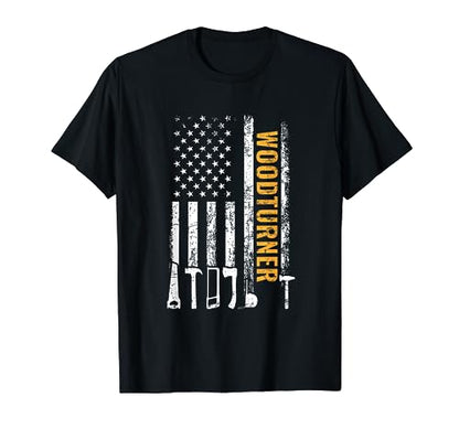 American Flag Woodturner carpenter funny woodturning T-Shirt