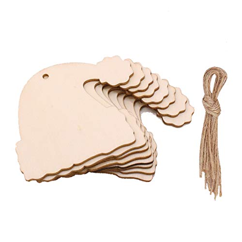 Abaodam 30Pcs Christmas Hat Shape Hanging Decor Wooden Santa Hat Hanging Ornaments Xmas Tree Hanging Pendants Unfinished Wood DIY Crafts with Rope Abaodam