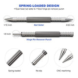 Glieskir Spring Loaded Nail Set Tools,2-PCS Dual Head Nail Setter and Hinge Pin Punch Set, Hammerless 1/16″& 3/32″Spring Nail Set, Super Strong Force Glieskir
