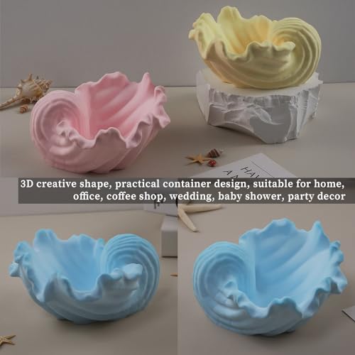 Wehous Unique Holder Resin Molds Silicone, Wave Shell Tray Silicone Mold, Bowl Epoxy Resin Casting Mold for DIY Jewelry Plate Candle Holder Candy Wehous