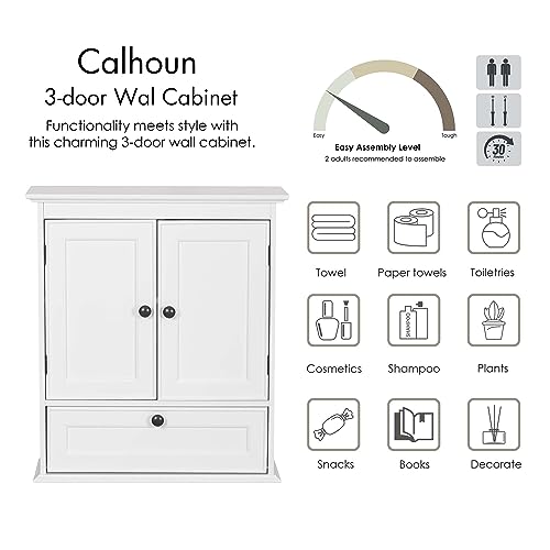 Spirich Bathroom Cabinet Wall Mounted, Small Bathroom Wall Cabinet Over Toilet, Medicine Cabinet Organizer with Doors and Adjustable Shelf, White - WoodArtSupply