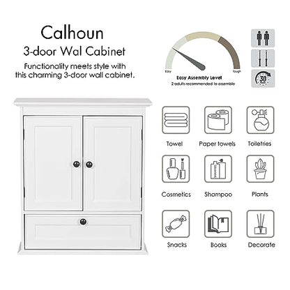 Spirich Bathroom Cabinet Wall Mounted, Small Bathroom Wall Cabinet Over Toilet, Medicine Cabinet Organizer with Doors and Adjustable Shelf, White - WoodArtSupply