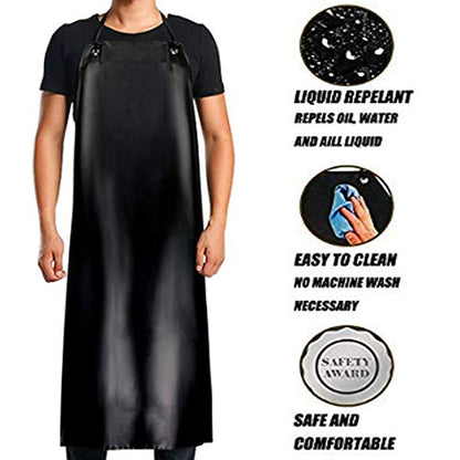 Lchkrep Men's Waterproof Apron Black, Lightweight Vinyl Aprons Rubber Apron for Dishwashing, Butcher, Dog Grooming, Fish Cleaning Industrial - WoodArtSupply