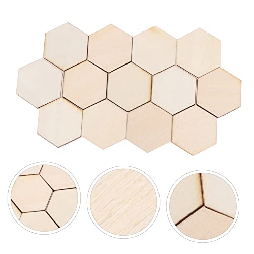 ABOOFAN 100pc Hexagon Wood Slices Unfinished Hexagon Cutouts Blank Wood Hexagon Unfinished Wood Hexagon Cutouts Unfinished Wood Cutout Unfinished ABOOFAN