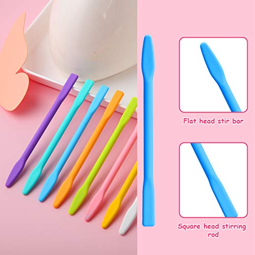 12 Pieces Silicone Stir Sticks Kit, Epoxy Resin Stirring Rod for Mixing Resin, Paint, Liquid, DIY Craft Tools for Making Flash Cups (Mix Color) Patelai