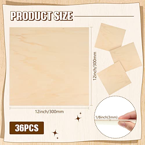 36 Pack Basswood Sheets Plywood Board 1/8 Inch Unfinished Wood Boards for Crafts for DIY Laser Projects Architectural Model Making Mini House Riakrum