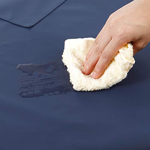 Waterproof Rubber Vinyl Apron W/ 2 Pockets - Lab Apron for DishWashing,Grooming Blue VWELL