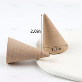 AUEAR, 10 Pack Small Natural Wooden Cone Ring Holder Finger Wood Jewelry Ring Display Stand Organizer DIY Craft (Tilted Shaped) AUEAR