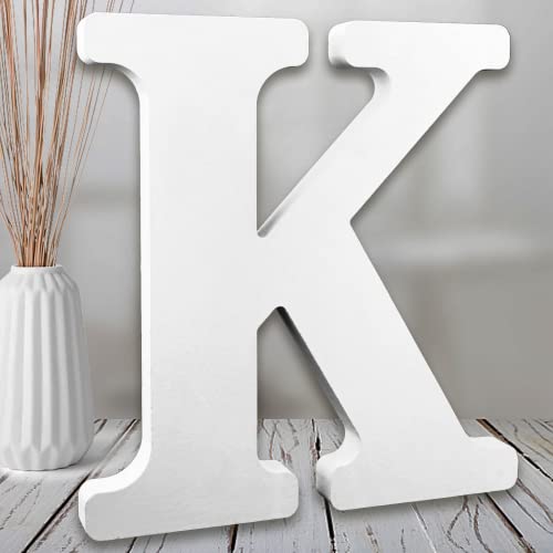 AOCEAN 8 Inch White Wood Letters, Unfinished Wooden Letters for Wall Decor Decorative Standing Letters Slices Sign Board Decoration for Craft Home