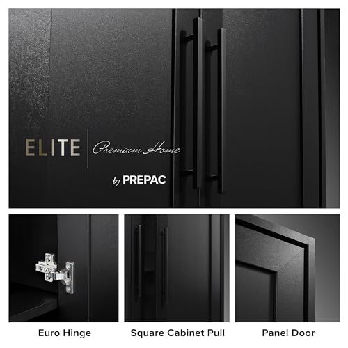 Prepac Elite Premium Home Doors, Storage, Bathroom, Pantry Cabinet with 5 Shelves, 16" D x 32" W x 72" H, Black