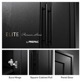 Prepac Elite Tall Black Storage Cabinet with 5 Shelves - Functional and Stylish Design Prepac