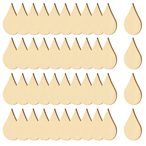 Honbay 40PCS Unfinished Wood Slices Blank Water Drop Shape Discs Wooden Embellishments for Painting DIY Crafts and Home Decoration - WoodArtSupply