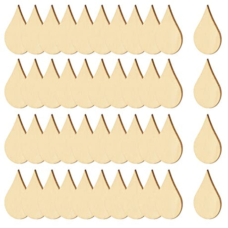 Honbay 40PCS Unfinished Wood Slices Blank Water Drop Shape Discs Wooden Embellishments for Painting DIY Crafts and Home Decoration HONBAY
