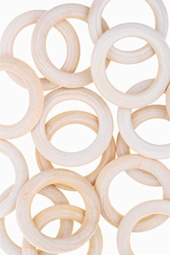 Mandala Crafts 100 25mm 1 Inch DIY Natural Wood Rings for Crafts - Macrame Wooden Rings - Unfinished Wood Rings for Macrame Rings Knitting Jewelry - WoodArtSupply