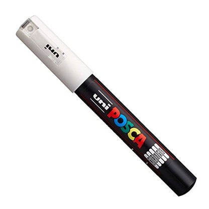 Posca PC-1M Paint Art Marker Pens - Fabric Glass Metal Pen - Set of Black + White (1 of Each)