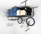 FLEXIMOUNTS 2-Piece Overhead Garage Storage Rack Set w/Hooks Adjustable Ceiling Storage Racks, 96" Length x 48" Width x 40" Height, 2 Sets, Black FLEXIMOUNTS