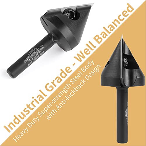 BINSTAK 60 Degree V Groove Router Bit 1/4 Inch Shank, Carbide Insert Wood CNC Router Bits for Woodworking Engraving Carving