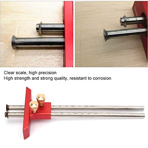 Antilog Wood Marking Gauge, Stainless Steel Woodworking Double Head Scriber Ruler Marking Gauge Wood Scribe Tool Carpentry Antilog