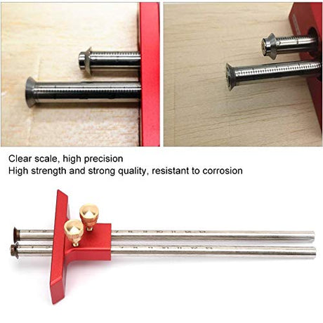 Antilog Wood Marking Gauge, Stainless Steel Woodworking Double Head Scriber Ruler Marking Gauge Wood Scribe Tool Carpentry Antilog