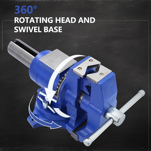 Multipurpose 360-Degree Heavy Duty Bench Vise Rotation Clamp on Vise with Swivel Base and Head, Pipe Vise Bench Vises with Anvil for Clamping Fixing - WoodArtSupply