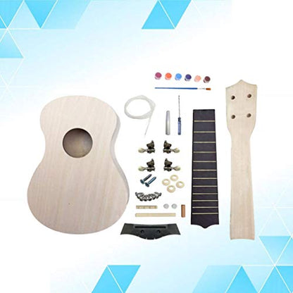 Artibetter 1 Set Diy Guitar Kit Unfinished Luthier Project Guitar Kit Body Neck Bridge Fretboard Ukulele Crafts - WoodArtSupply