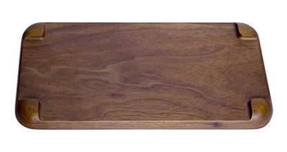 Rustic Walnut Wooden Tray Solid Wood Serving Tray Square Rectangle Platter Tea Tray Coffee Table Tray (Rectangle Small (12x6x0.9 inch)) - WoodArtSupply