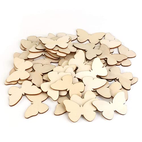 Blank Butterfly Wood Slices Unfinished Wooden Cutout DIY Ornaments Craft 100pcs Samanter