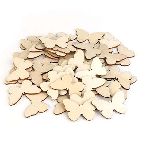 Blank Butterfly Wood Slices Unfinished Wooden Cutout DIY Ornaments Craft 100pcs Samanter