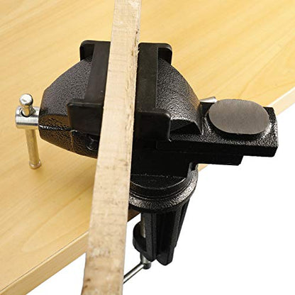 HighFree 3 Inch Bench Vise Home Table Vise Clamp-On Vise 360 Degrees Rotating Universal Clamp Units Vise (Black) - WoodArtSupply