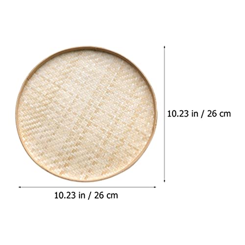 VOSAREA 4pcs Bamboo Woven Storage Plate Serving Tray Arts and Crafts Organizer Bamboo Weaving Art Painting Hanging Ornament VOSAREA