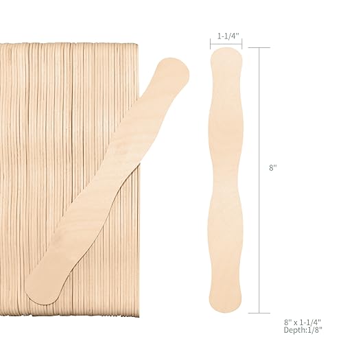 KTOJOY 55 Pcs Wooden Fan Handles 8 inch, Jumbo Craft Sticks for Wedding Programs, or Paint Mixing Crafts Home Art Projects, Classroom Art Supplies KTOJOY
